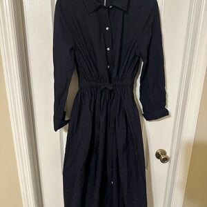 Elegant Navy Blue Shirt Dress